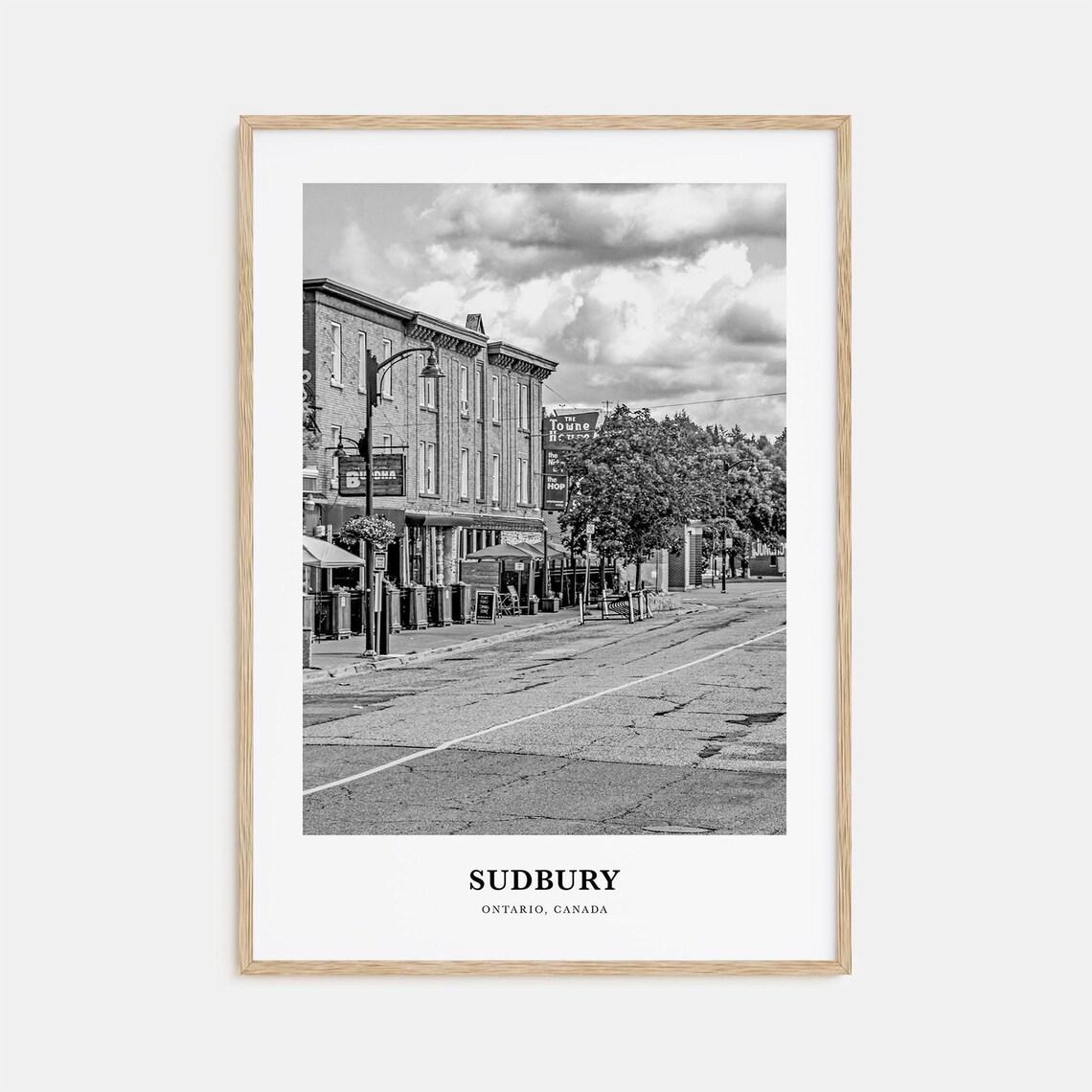 Sudbury Ontario Historic Downtown Street Black White Photo Poster
