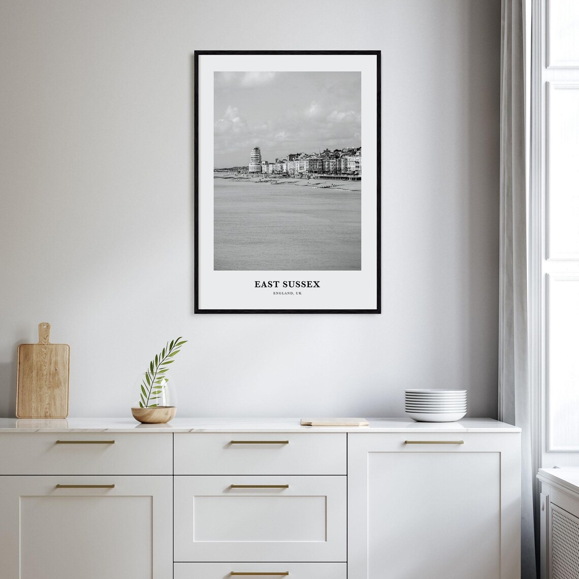 East Sussex England Brighton Seafront Black and White Poster - Image 2