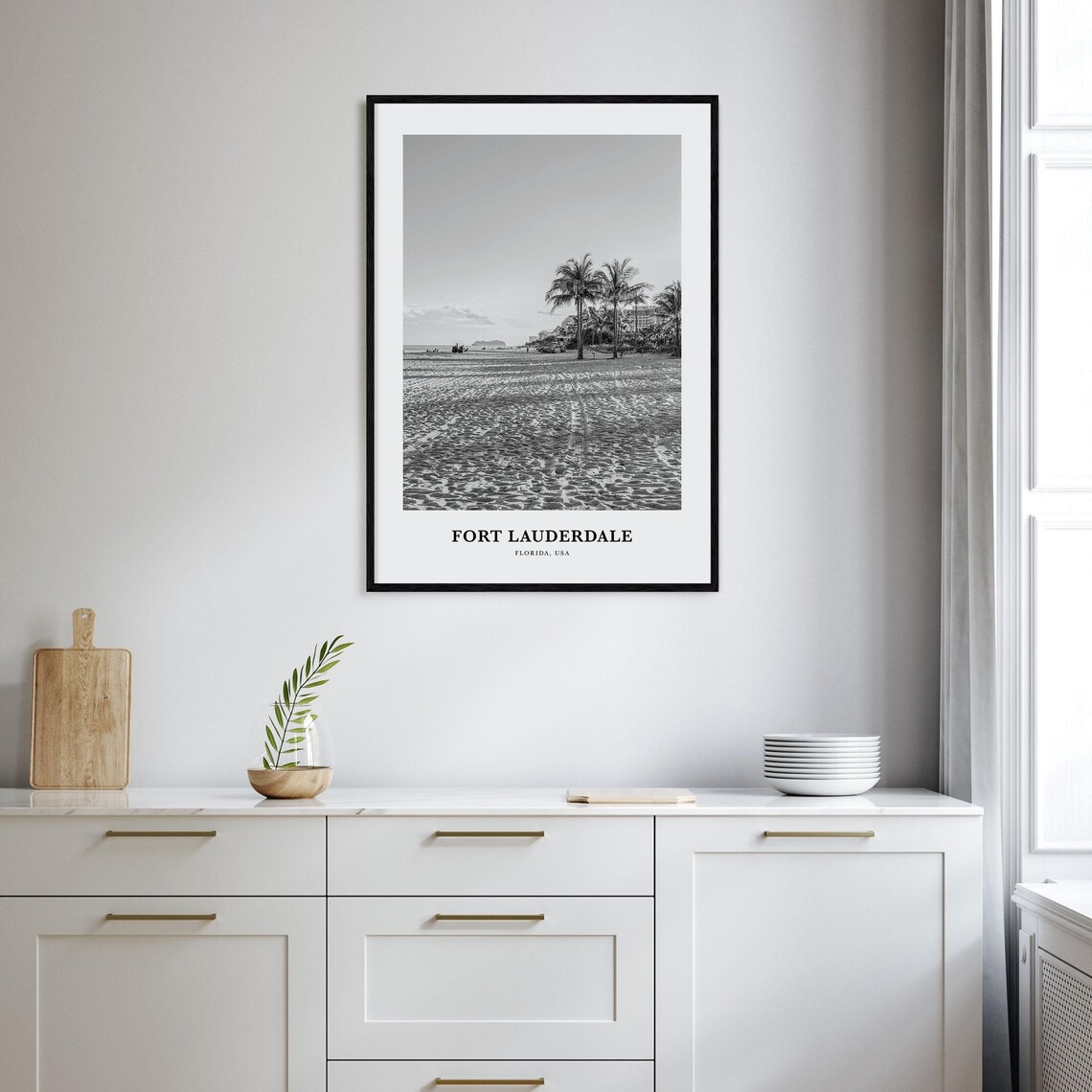 Fort Lauderdale Florida Palm Beach Black and White Photo Poster - Image 2