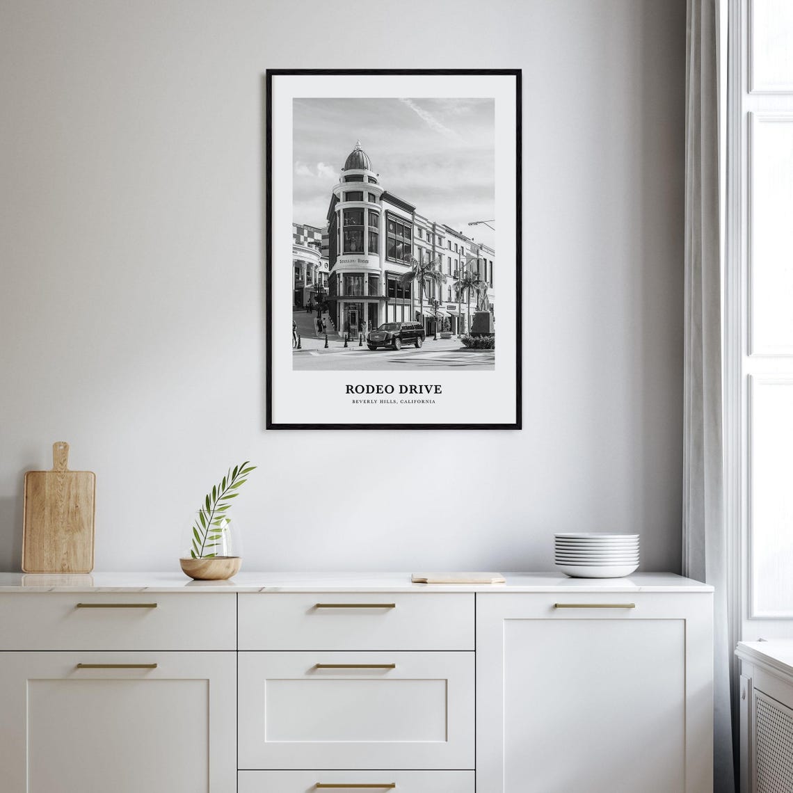 Rodeo Drive Beverly Hills Luxury Street Black And White Photo Poster - Image 2