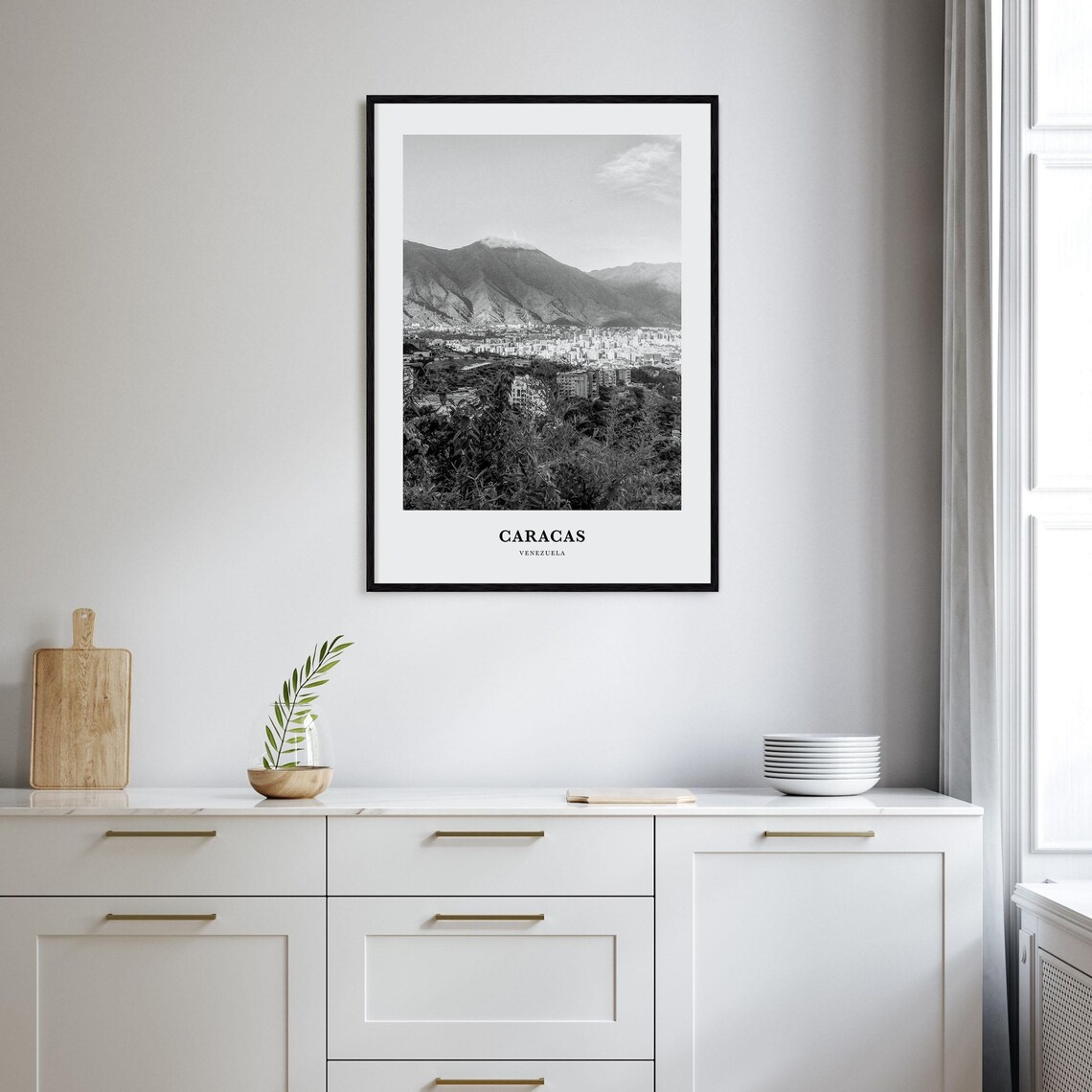 Caracas Venezuela Avila Mountain City View Black White Travel Poster - Image 2