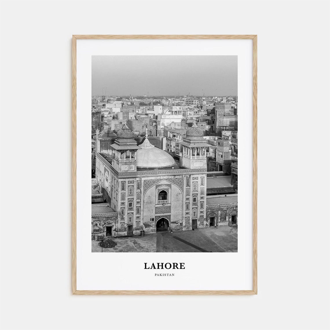 Lahore Mosque Domes Black And White Pakistan Old City Poster