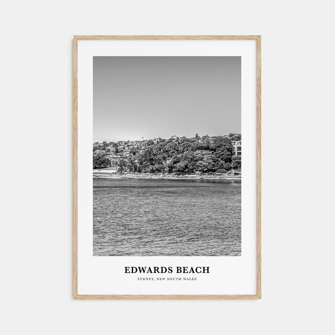 Edwards Beach Sydney Australia Calm Bay Water Black White Poster