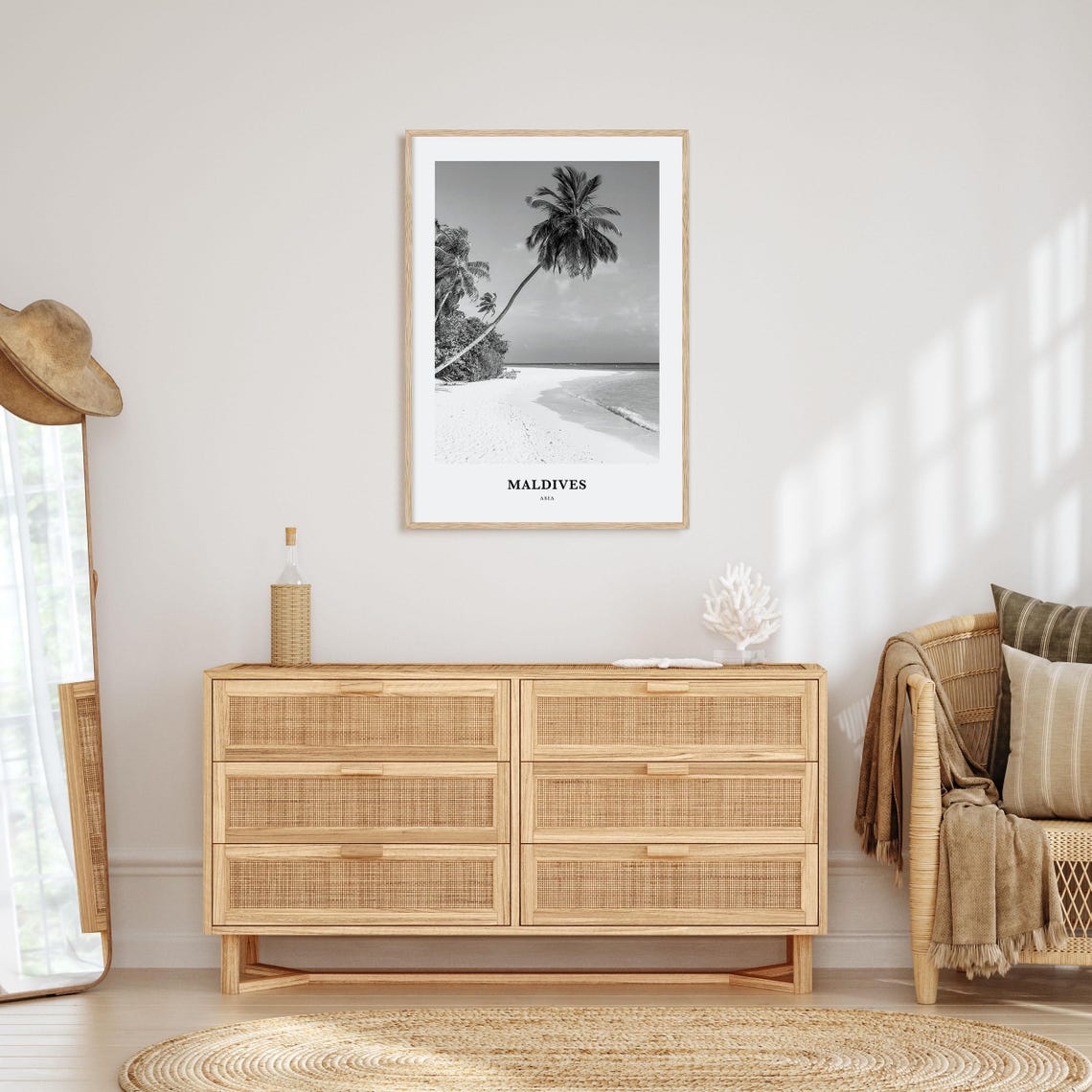 Maldives Asia Leaning Palm White Sand Beach Scenic View Travel Poster - Image 3