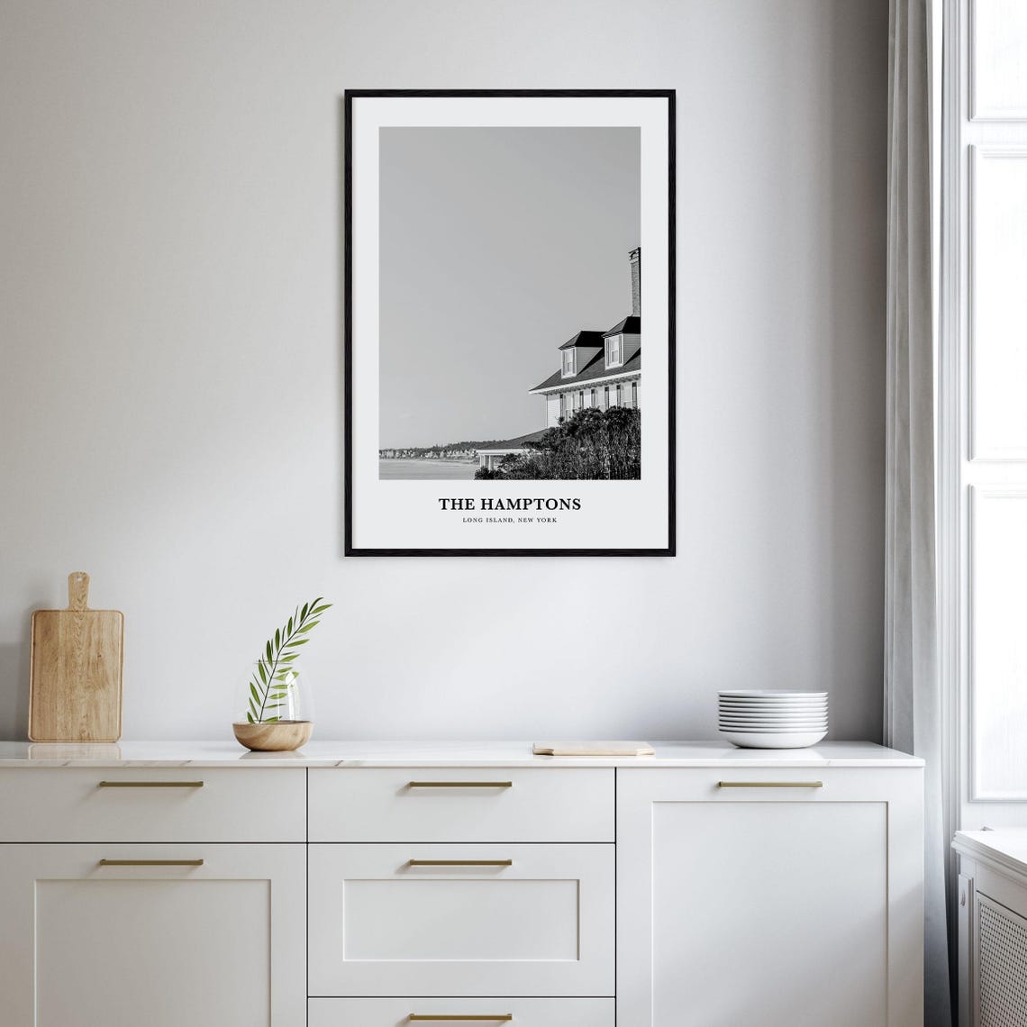 The Hamptons Coastal Shingle House Black and White Travel Poster - Image 2