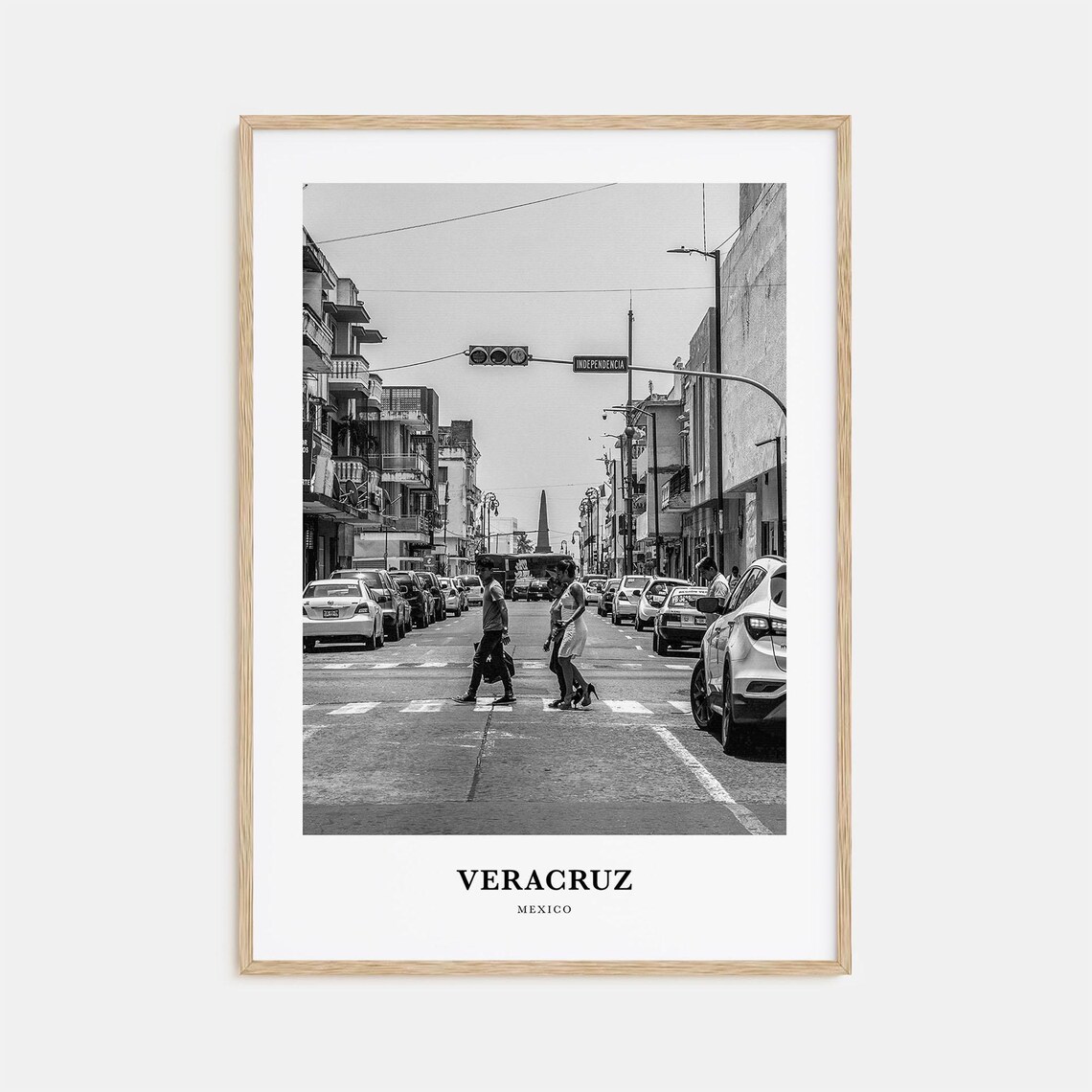 Veracruz Mexico Historic Street Independence Black White Poster