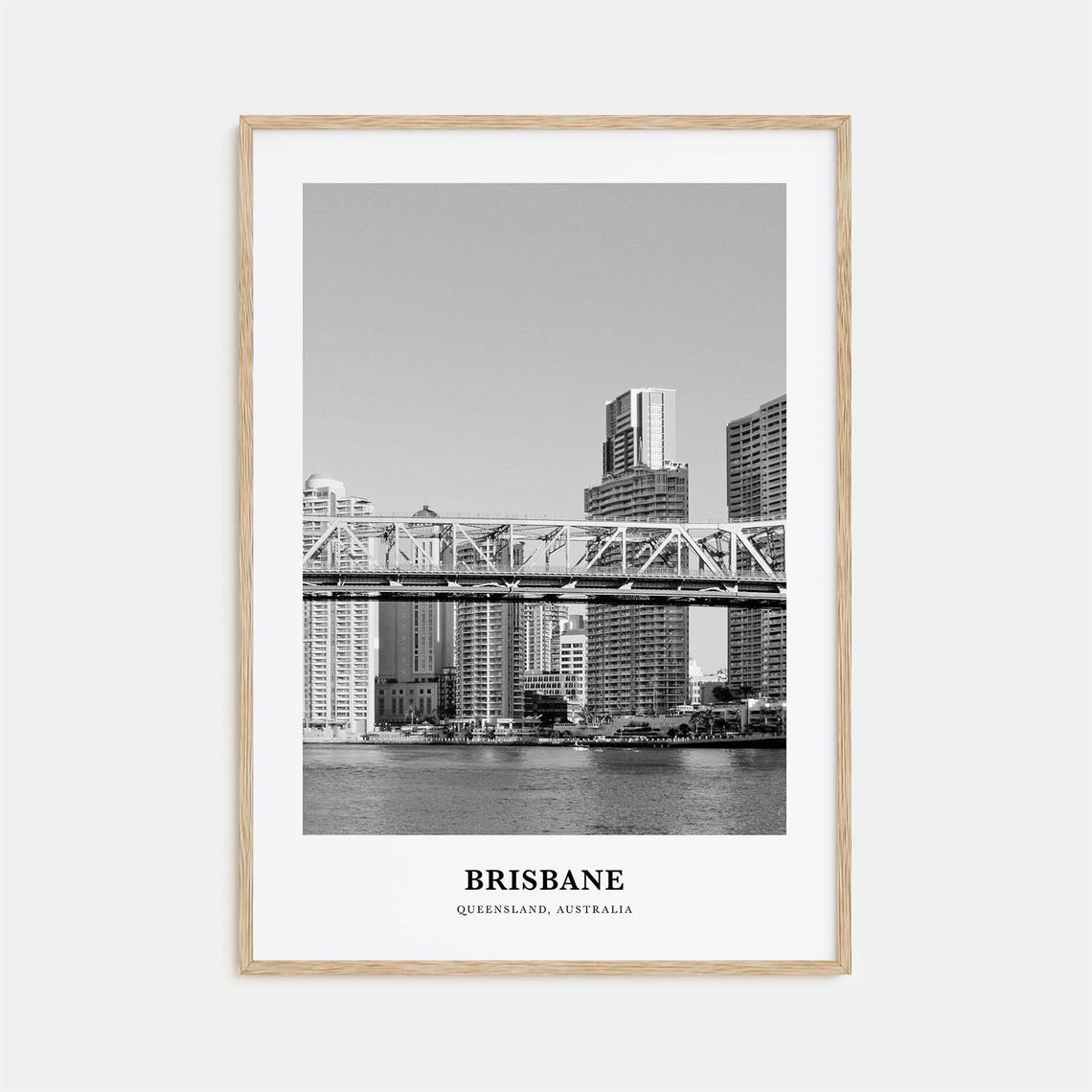 Brisbane Story Bridge City Skyline View Black and White Poster