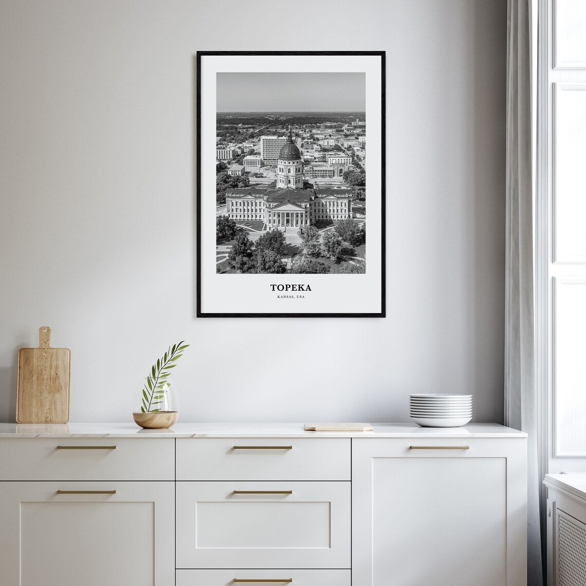 Topeka Kansas State Capitol Dome Aerial City View Travel Poster - Image 2