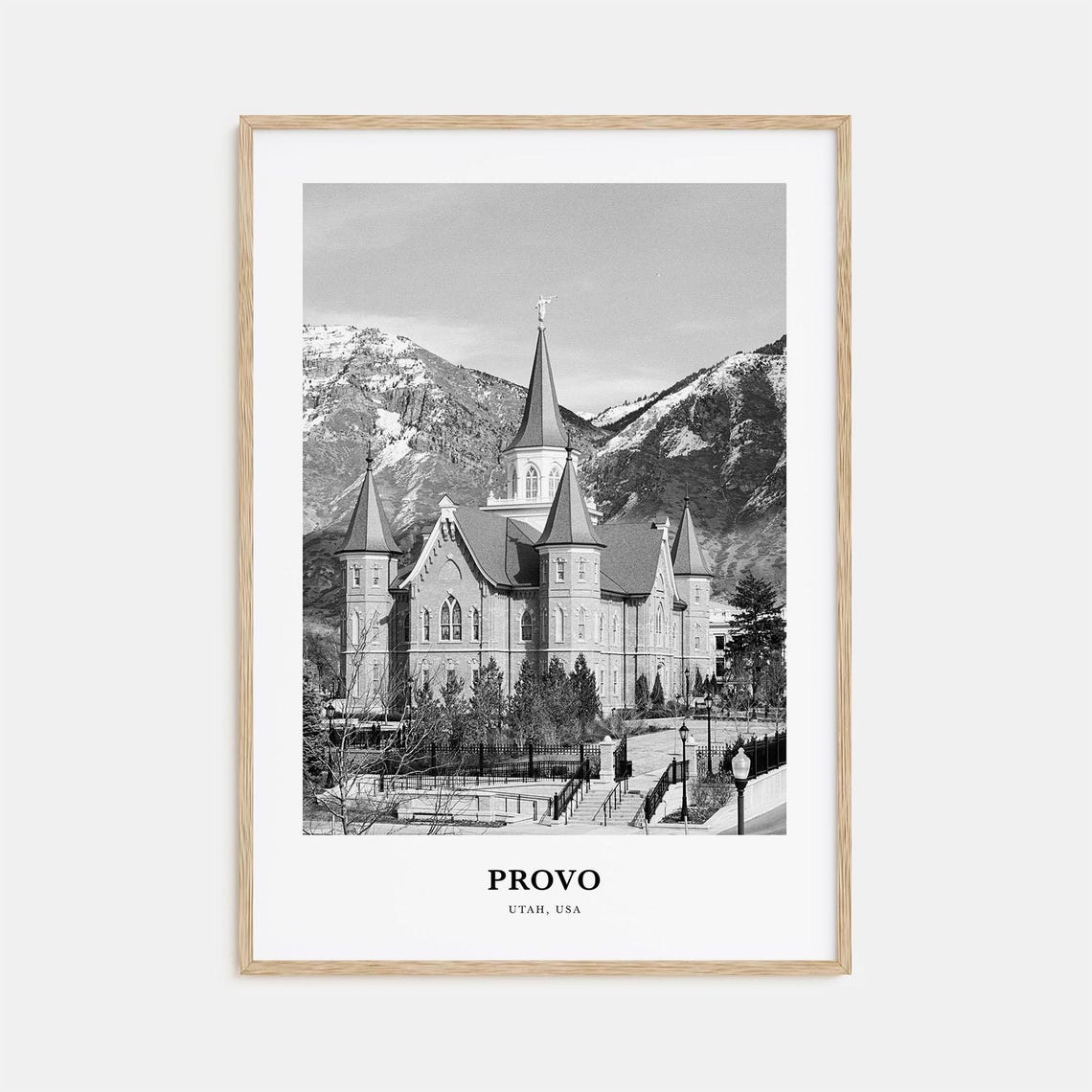 Provo Utah Temple Against Mountain Backdrop Photography Poster