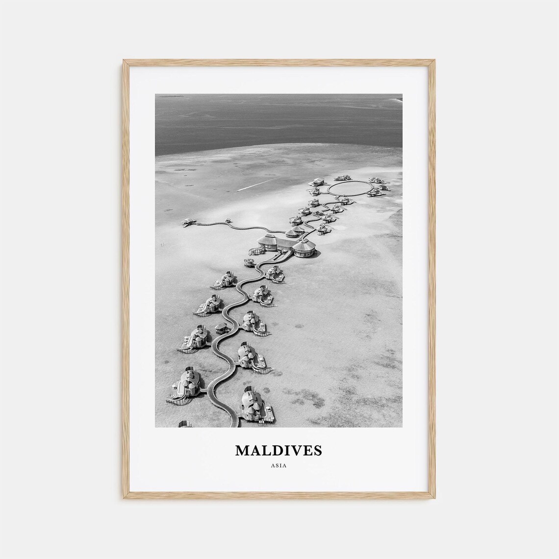 Maldives Asia Overwater Villas Aerial Lagoon Scenic View Travel Poster