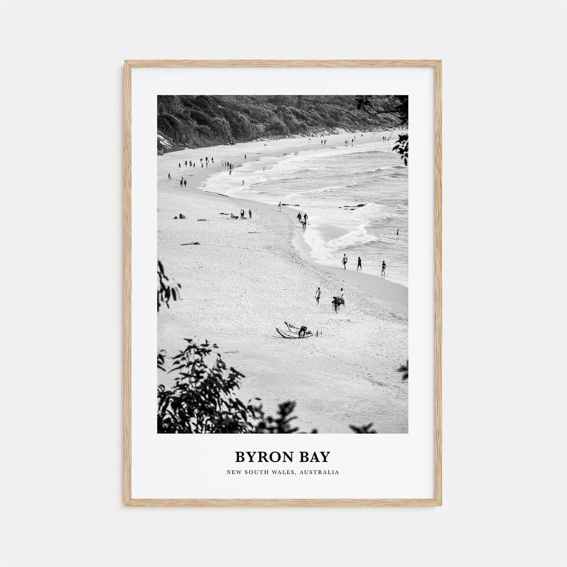 Byron Bay Australia Beach Surf Minimalist Black White Wall Art