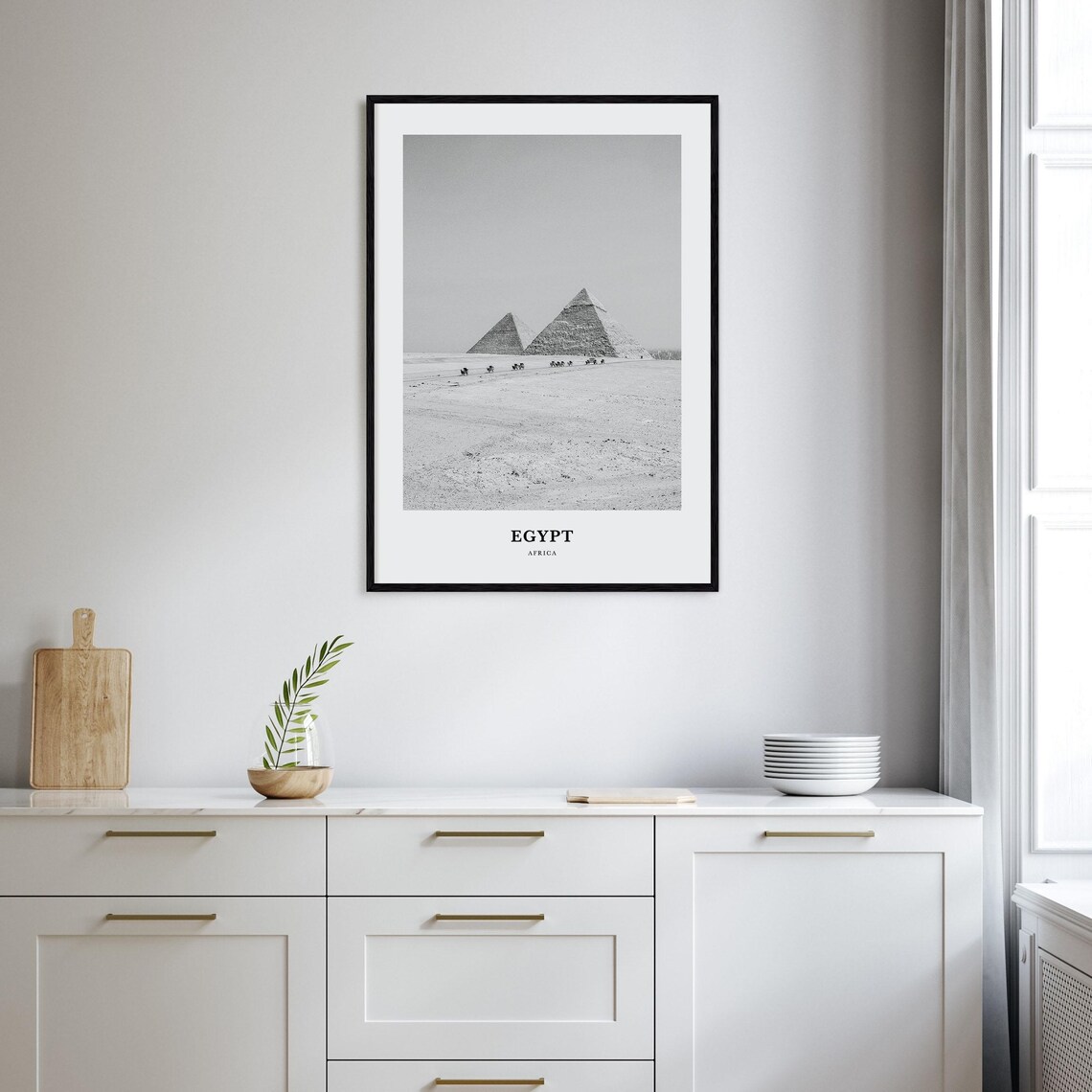 Egypt Giza Pyramids Rising From the Desert With Camel Caravan Poster - Image 2