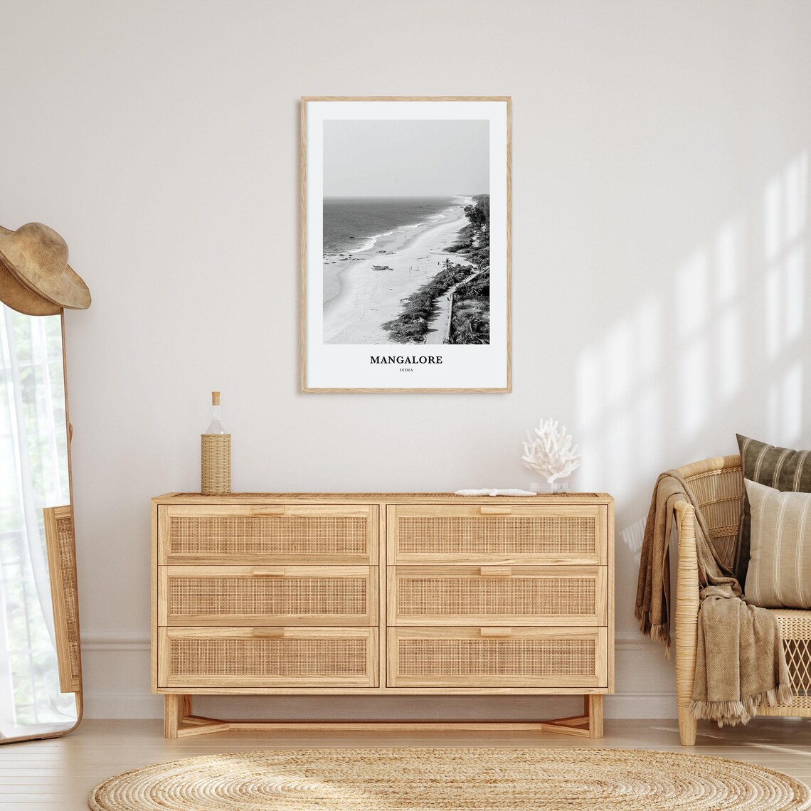 Mangalore India Long Sandy Beach Ocean Scenic View Travel Art Poster - Image 3