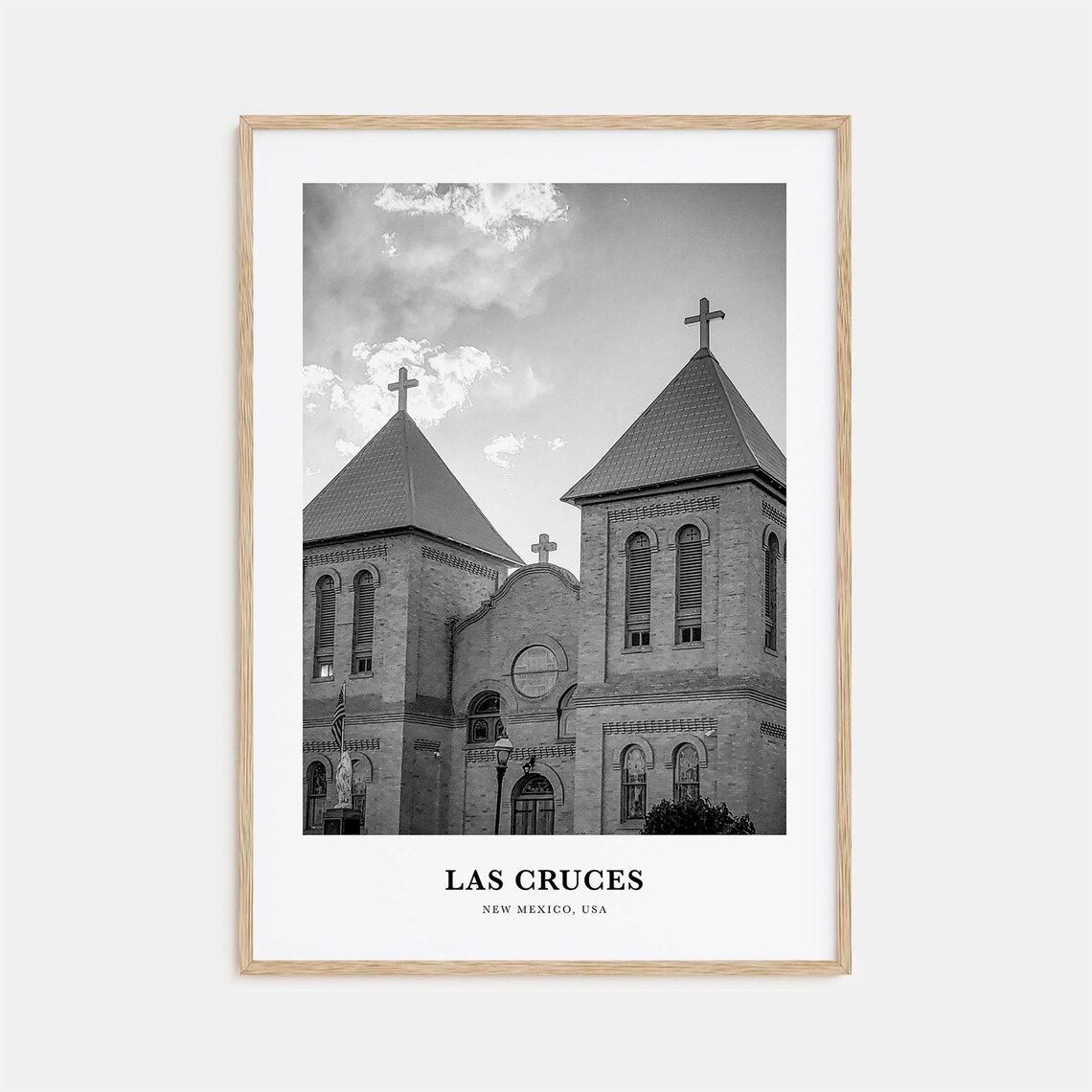 Las Cruces New Mexico Historic Church Black And White Travel Poster