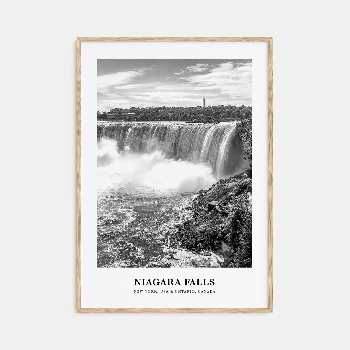 Niagara Falls Dramatic Black and White Waterfall Photo Poster