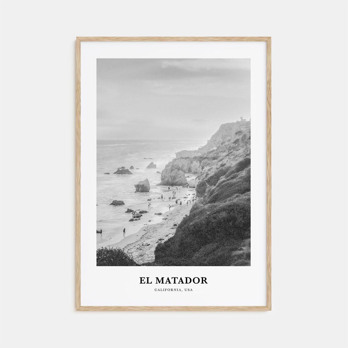 El Matador Beach Malibu Sea Stacks Black and White Coastal Poster