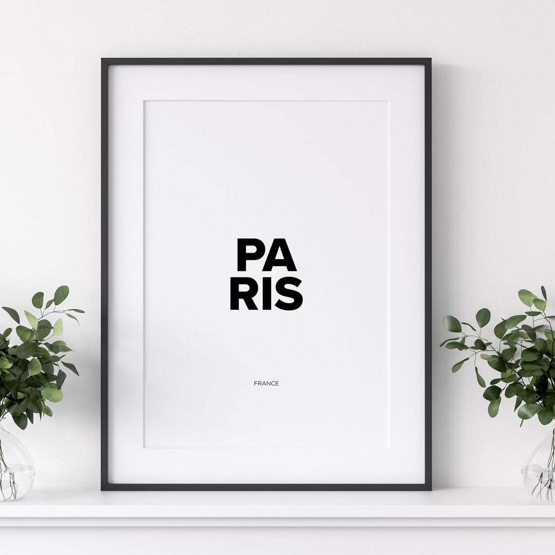 Paris France Bold Stacked Typography Minimalist Travel Poster