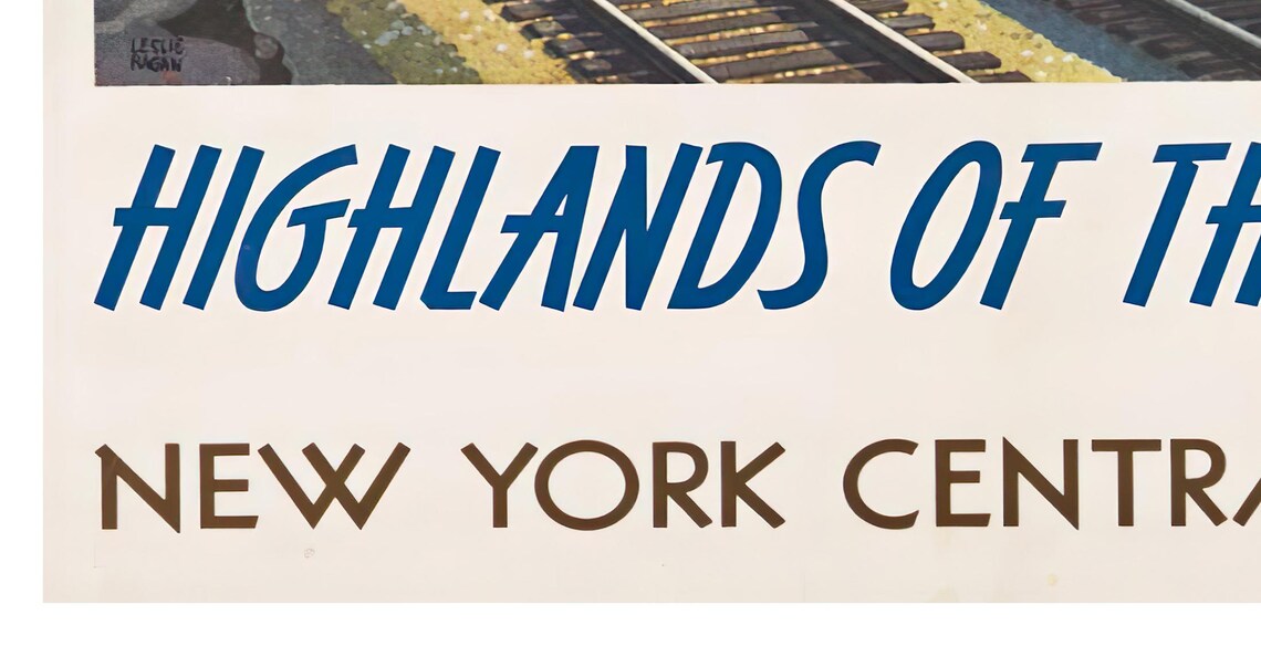 Highlands of the Hudson New York Central Vintage Train Travel Poster - Image 2