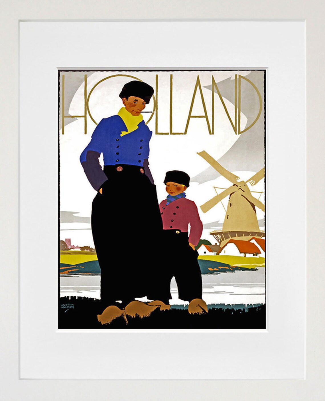 Holland Dutch Costumes Windmill Wooden Clogs Retro Travel Poster - Image 2