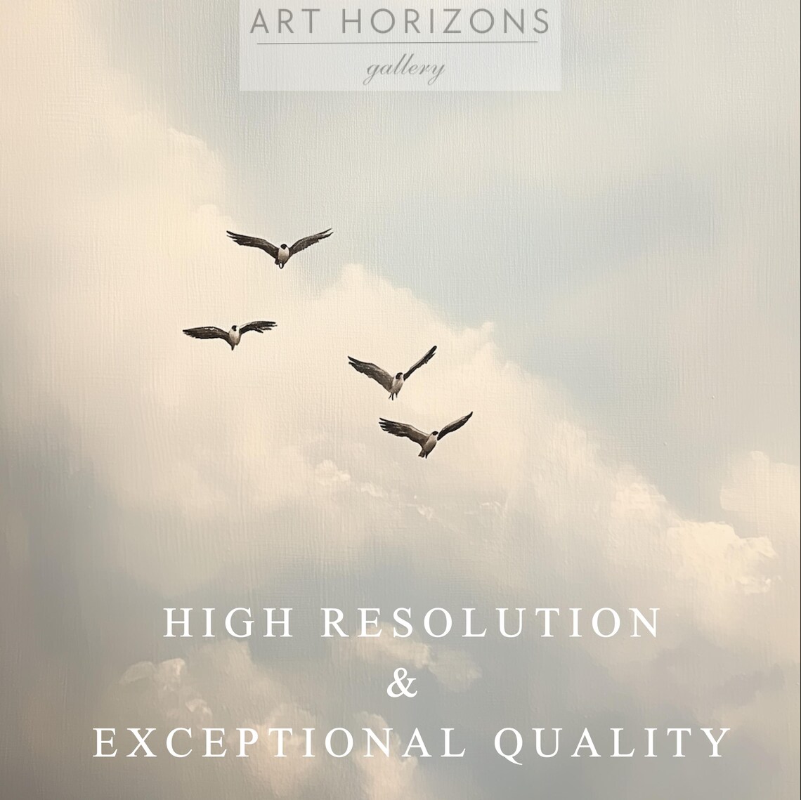 Vintage Birds In Flight Oil Painting Art Print - Image 2