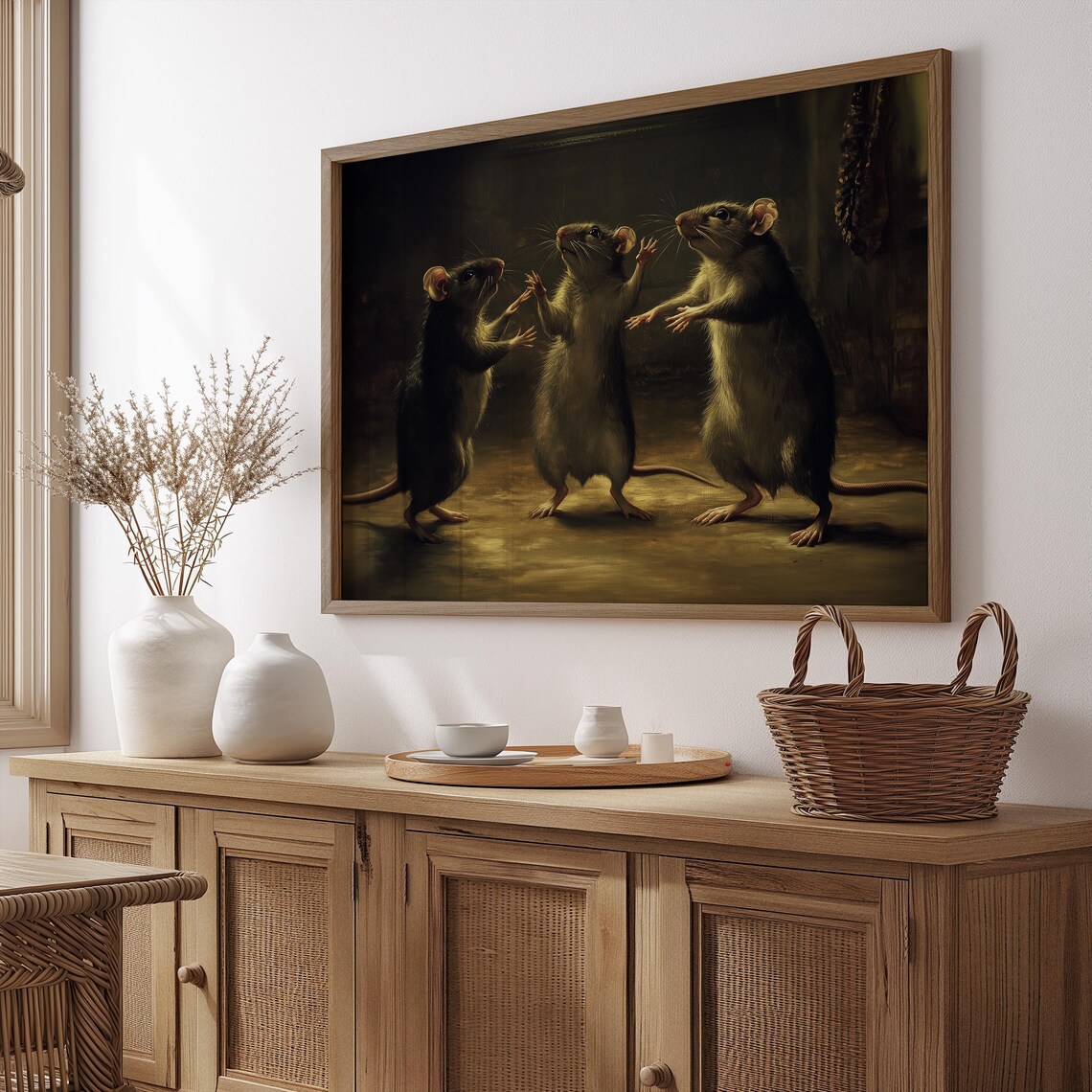 Antique Rats Oil Painting Print, Dark Academia Decor - Image 4