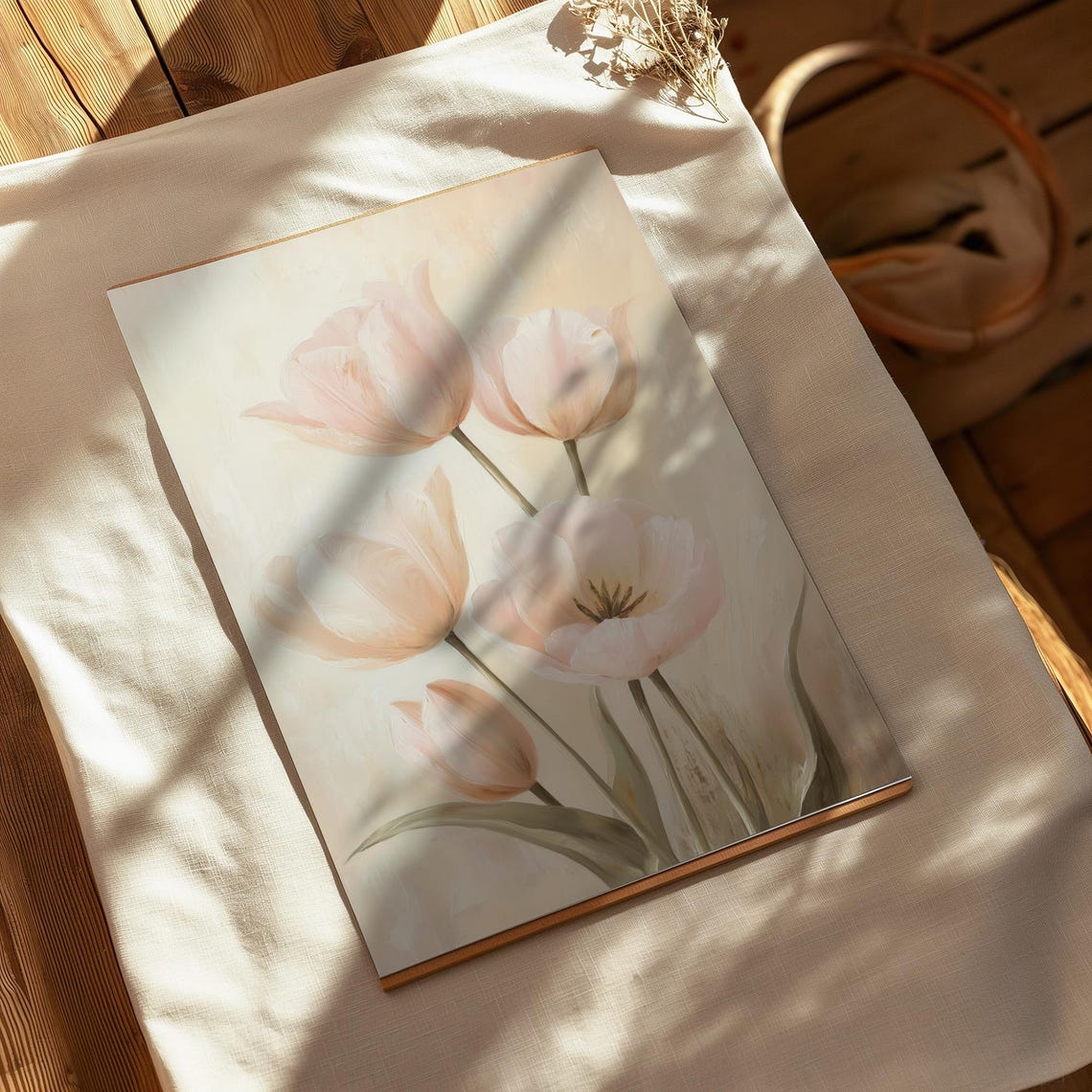 Soft Blush Pink Tulips In Morning Light Minimalist Floral Art Poster - Image 2