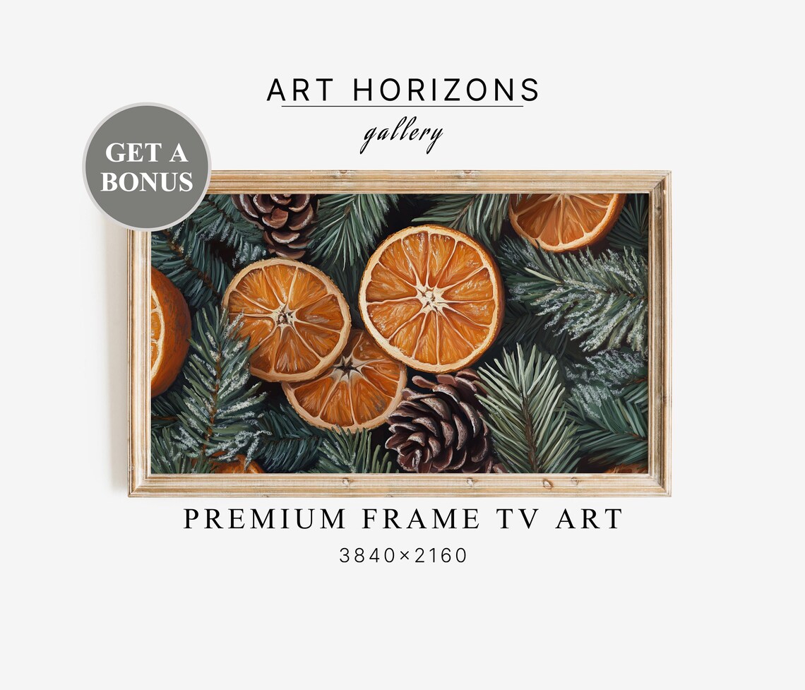 Vintage Dried Orange Slices Pinecones And Fir Branches Christmas Print