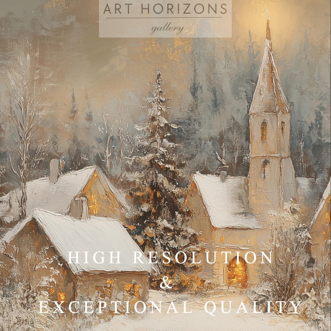 Christmas Winter Village Frame Tv Art Winter Landscape Oil Painting For Frame Tv Vintage Neutral Holiday Decor Art Tv67 - Image 3