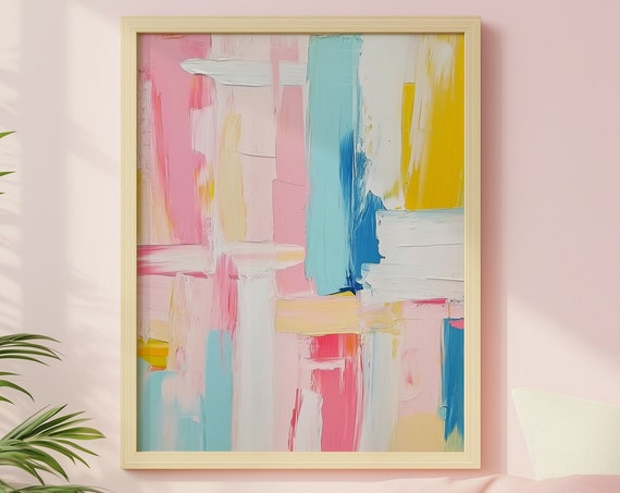 Colorful Pastel Trendy Print Dorm Room Painting Acrylic Wall Art Preppy Teen Girl Poster Abstract Girly Modern Decor