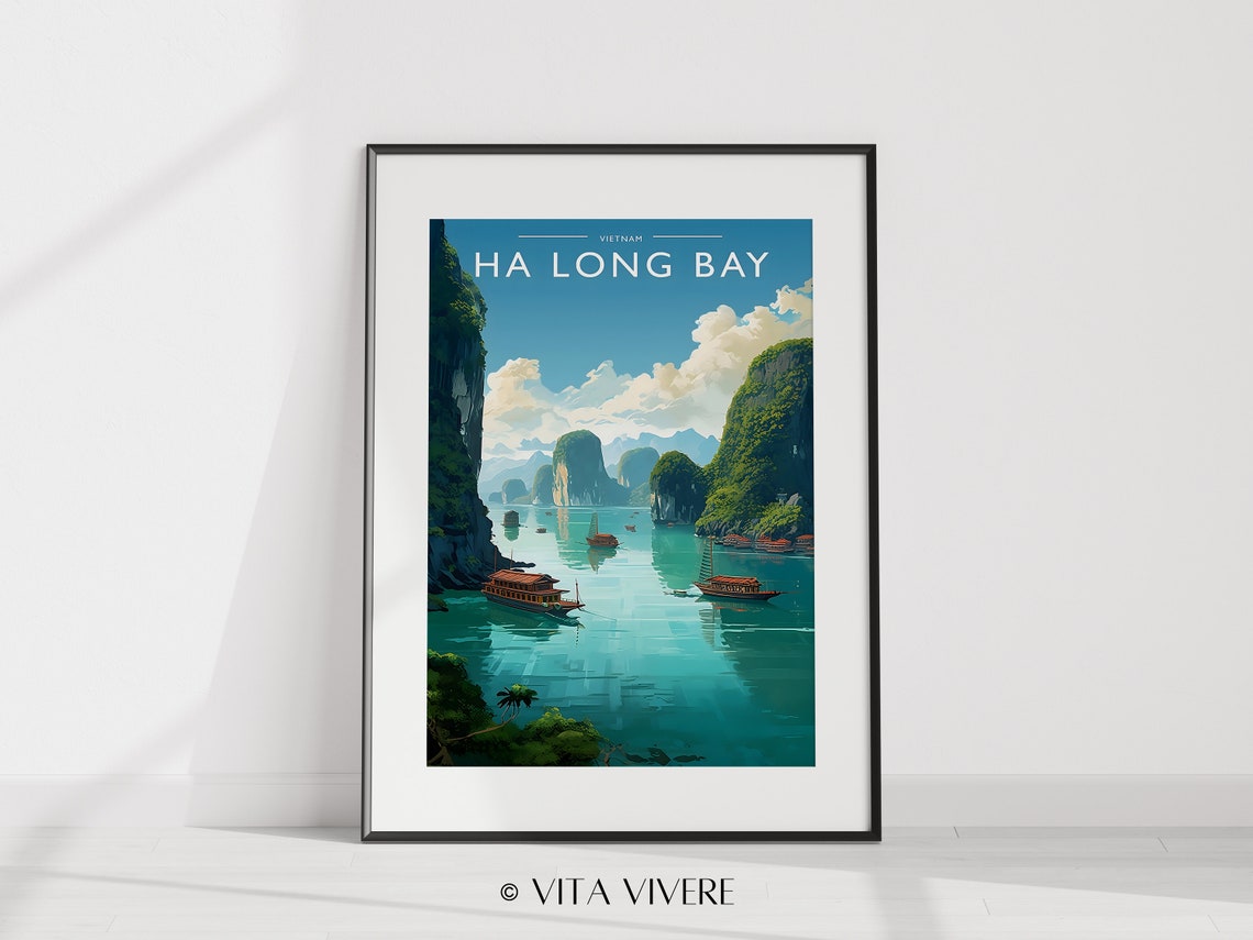 Ha Long Bay Vietnam Limestone Karsts Junk Boat Travel Poster - Image 2