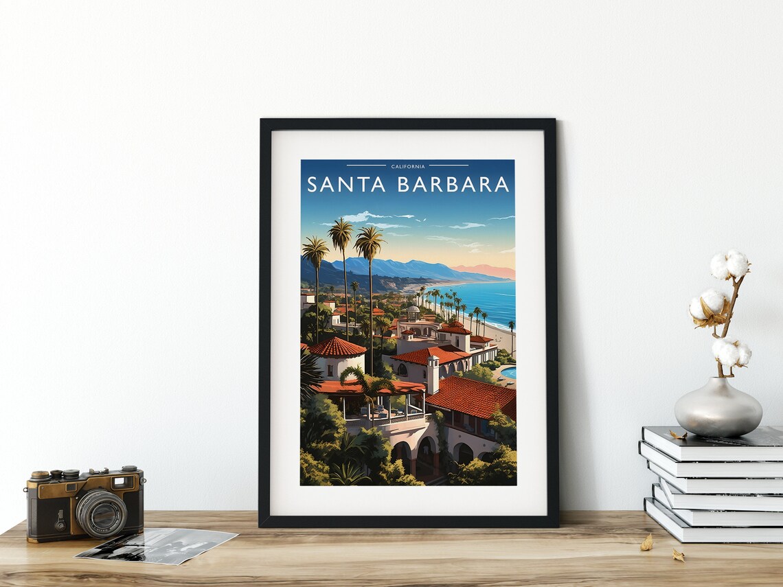 Santa Barbara Travel Poster, California Artwork - Image 3