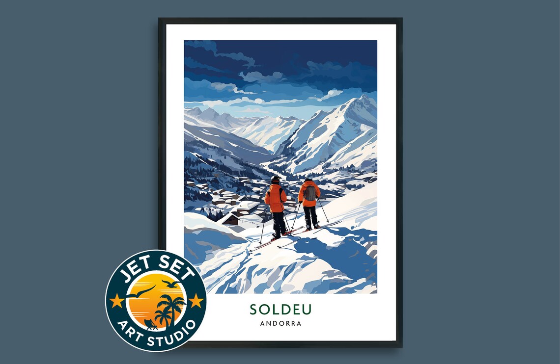 Soldeu Andorra Ski Resort Winter Mountain Vintage Travel Poster