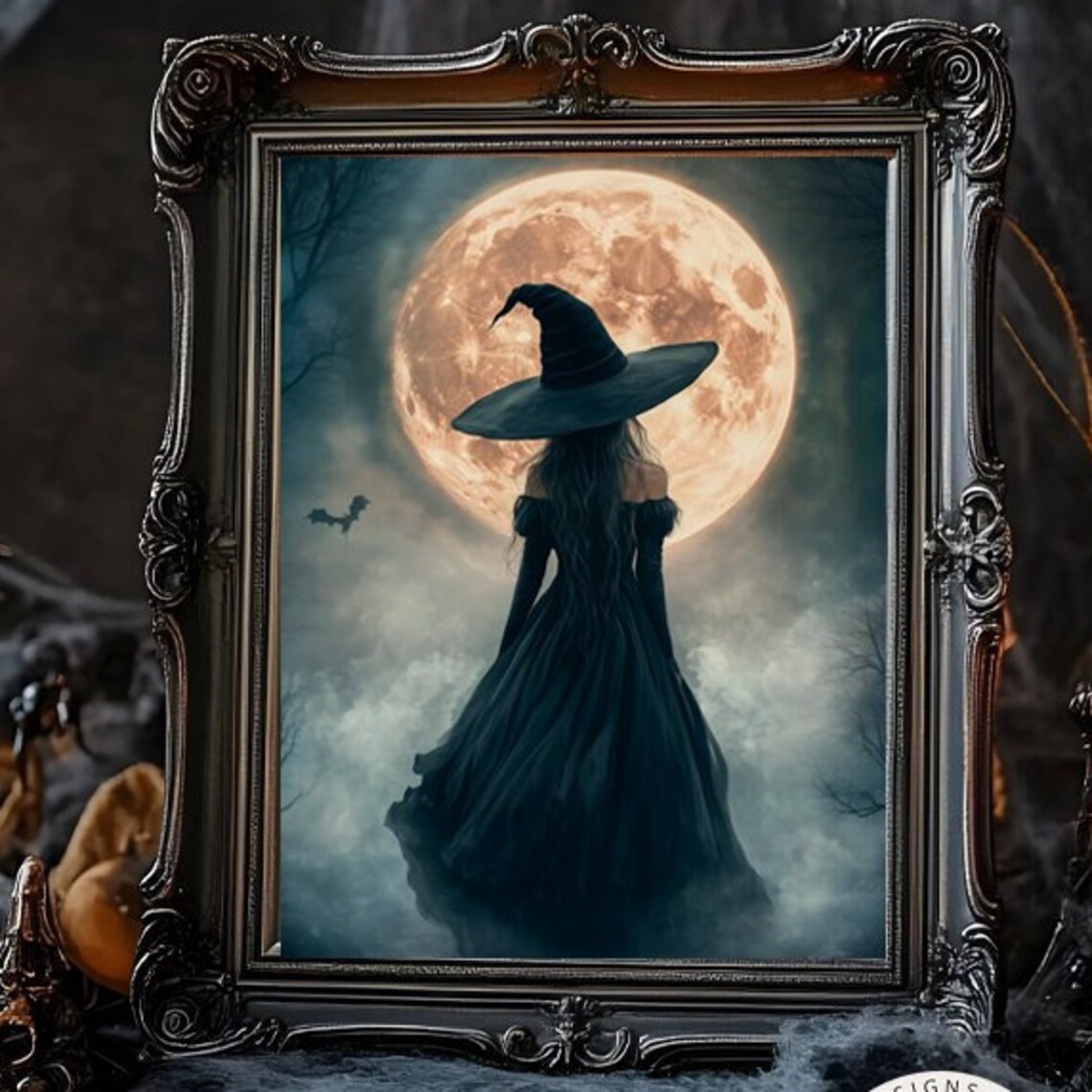 Gothic Witch Forest, Dark Academia Halloween Art Print