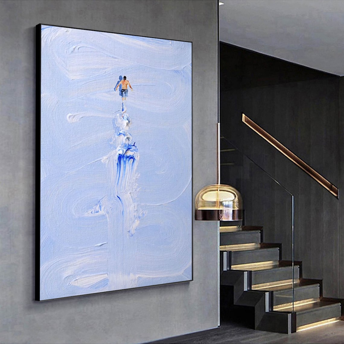 Swimmer Acrylic Painting, Modern Ocean Art Print - Image 5