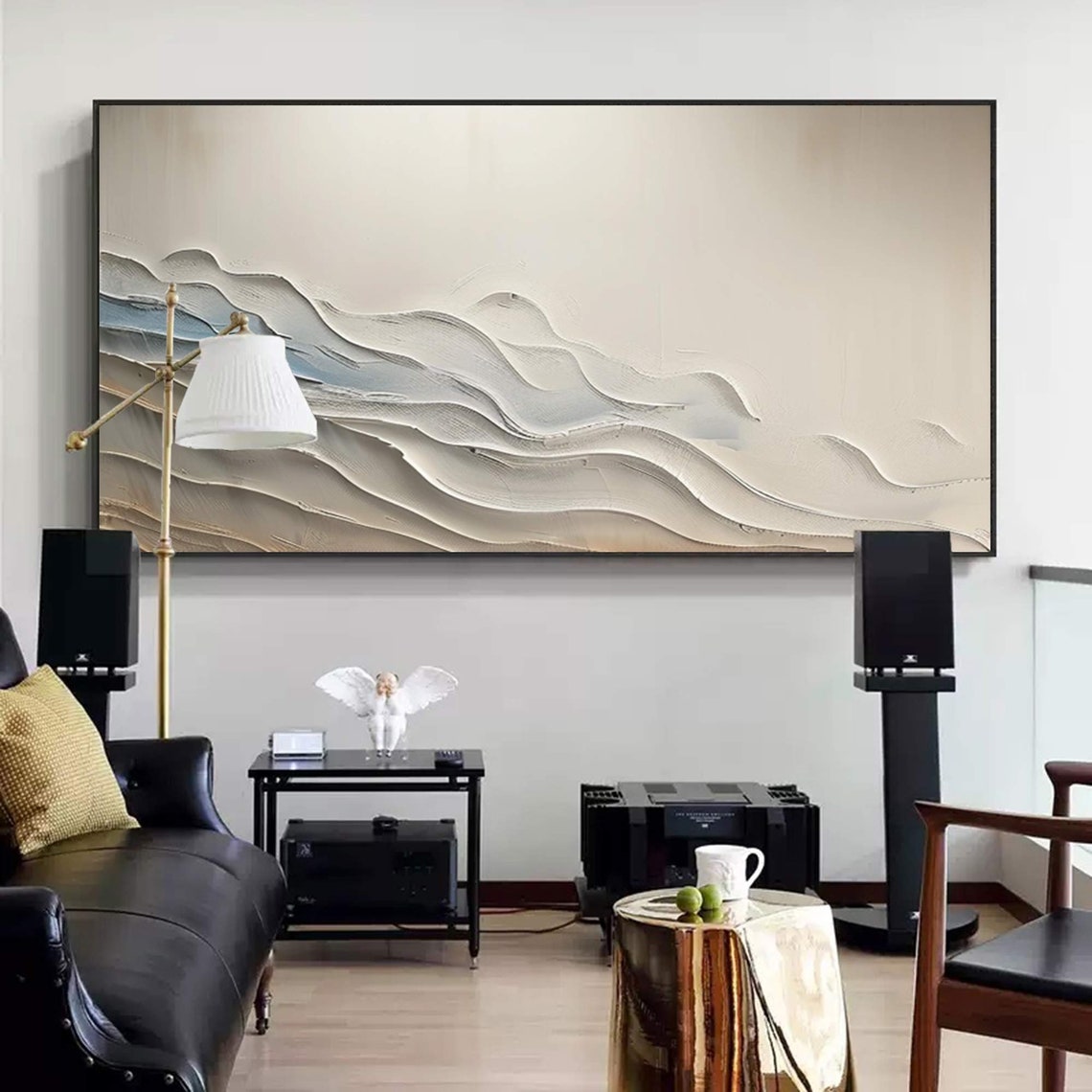 Beige Abstract Ocean Waves Textured Minimalist Neutral Wall Art Poster - Image 5
