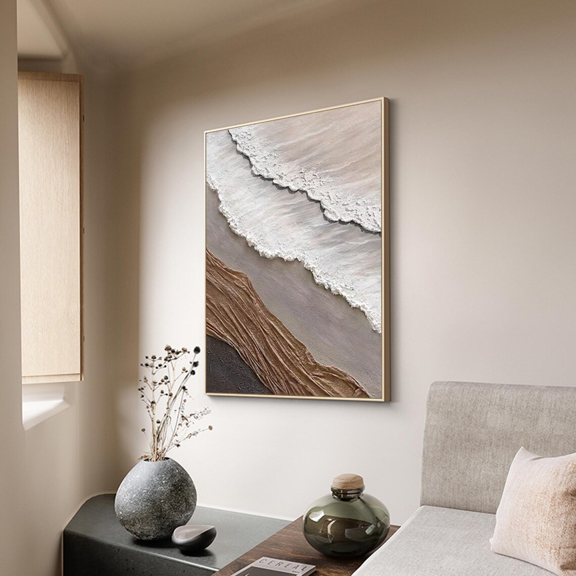 3D Minimalist Ocean Wave, Wabi Sabi Wall Art Print - Image 3