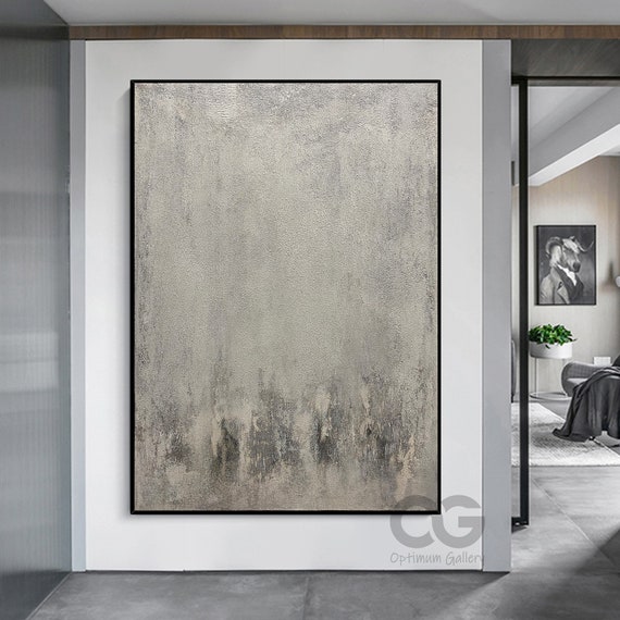 Original Grey Minimalist Wall Art Large Wabi Sabi Wall Art Abstract Beige Minimalist Painting Modern Art For Living Room Wall Decor