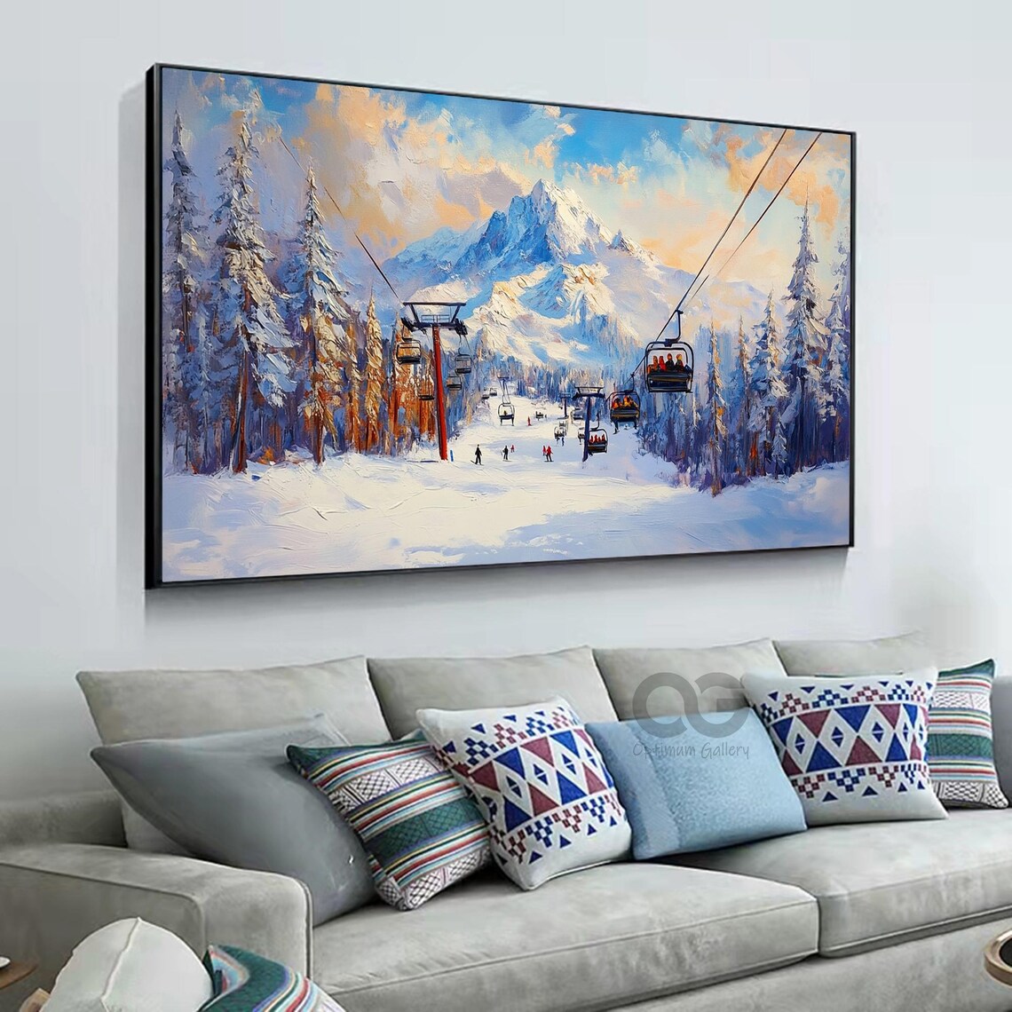 Golden Hour Ski Slope Chairlifts Pine Forest Mountain Peak Poster - Image 5