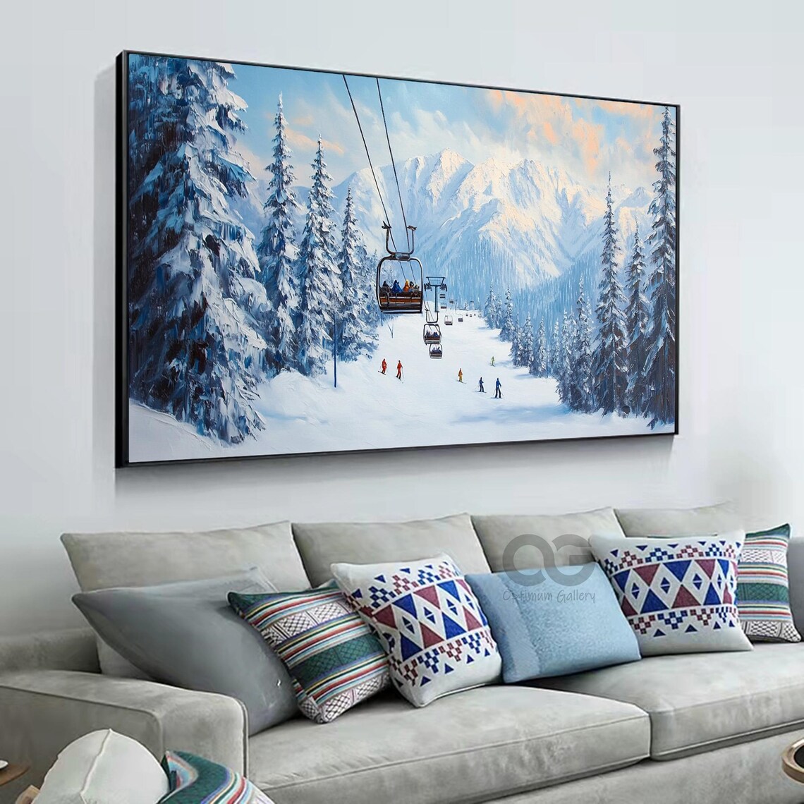 Ski Resort Chairlift Snowy Pines Mountain Peaks Winter Scene Poster - Image 5
