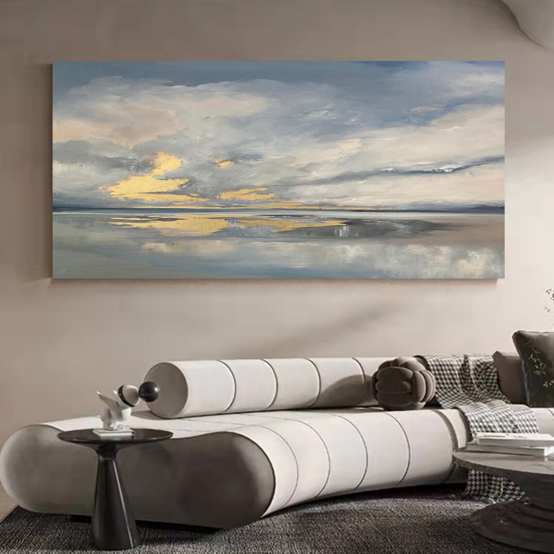 Large Coastal Wall Art Large Sunset Beach Painting Seascape Painting Sky And Sea Painting Beach Scene Art Ocean Painting Beach Sky Art Decor - Image 2