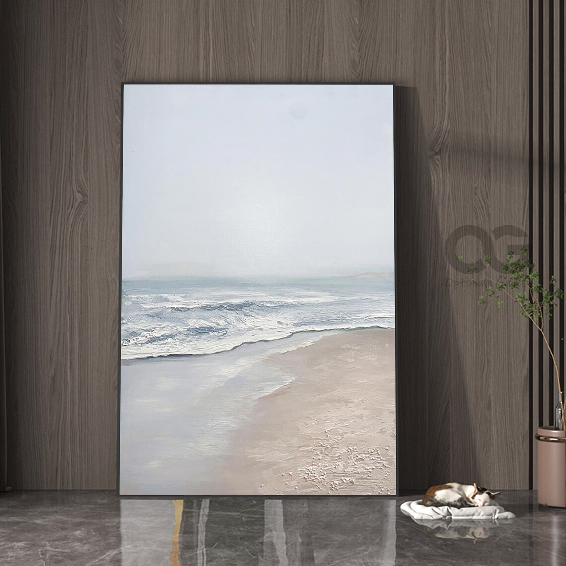 White Beach Abstract, Impressionist Ocean Art Print - Image 5