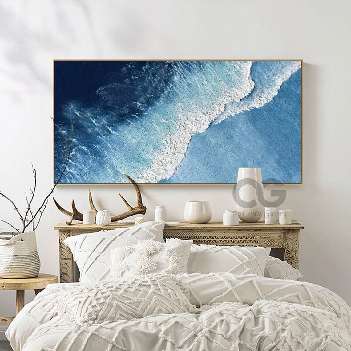 Blue Abstract Ocean Landscape, Coastal Wall Art Print - Image 3