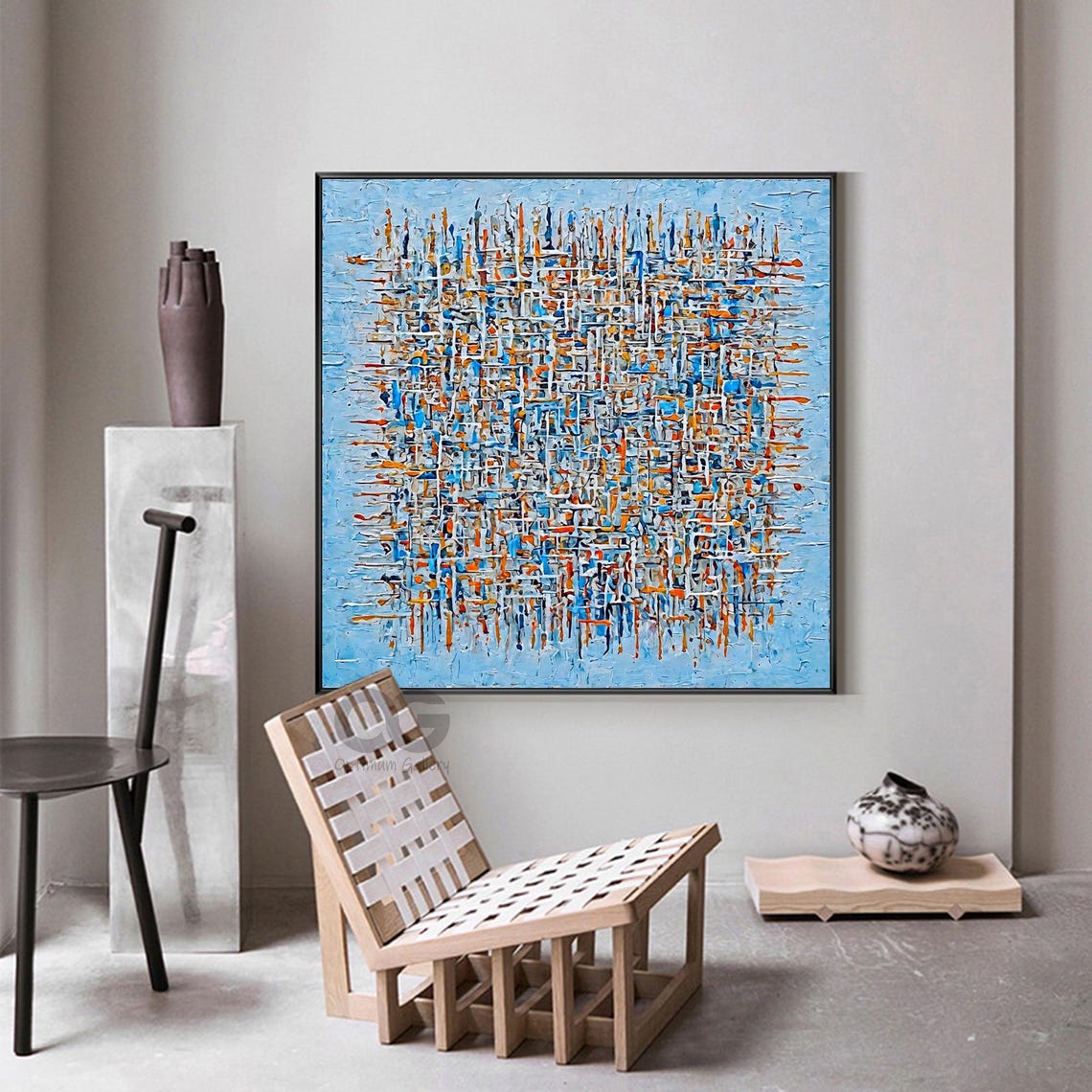 Blue Abstract Drip Painting Colorful Pollock Style Splatter Art Poster - Image 4