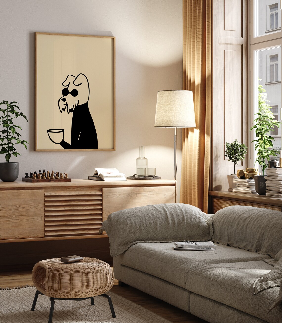 Dog Drinking Coffee Mid-Century Art Print - Image 7