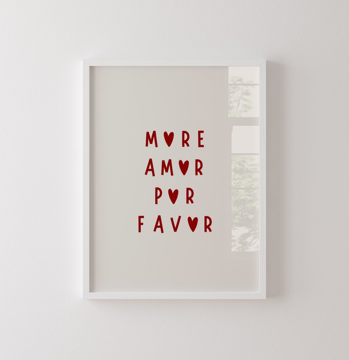 More Amor Por Favor Red Heart Typography Dorm Wall Decor Poster