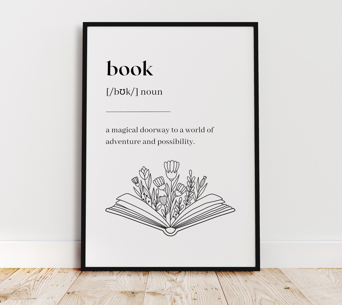 Book Definition Magical Doorway Line Art Reading Typography Poster - Image 8