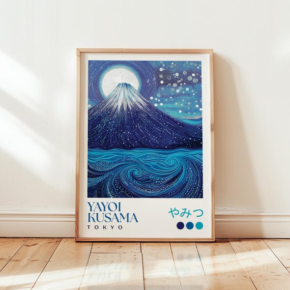 Yayoi Kusama Inspired Mountain Print Abstract Japanese Wall Art