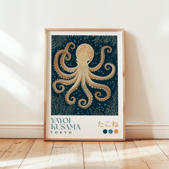 Yayoi Kusama Octopus Art Print, Modern Japanese Decor