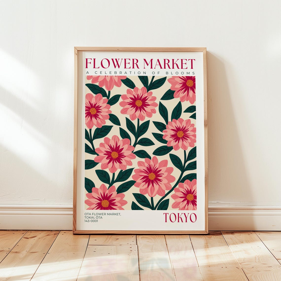 Dahlia Flower Market Print Japanese Floral Art Tokyo Decor