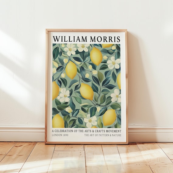 William Morris Style Lemon Branch Blossom Arts and Crafts Pattern Poster